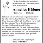 Danksagung Annelies Hübner