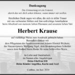 Danksagung Herbert Krause