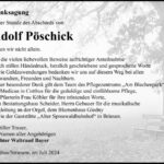 Danksagung Adolf Pöschick