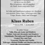 Traueranzeige Klaus Ruben