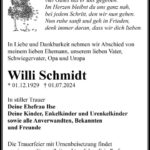 Traueranzeige Willi Schmidt