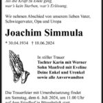 Traueranzeige Joachim Simmula