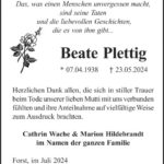Danksagung Beate Plettig