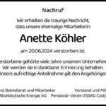 Nachruf Anette Köhler
