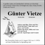 Traueranzeige Günter Vietze