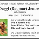 Traueranzeige Daggi (Dagmar) Jentsch geb. Henning