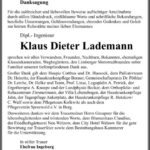 Danksagung Klaus Dieter Lademann