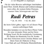 Danksagung Rudi Petras