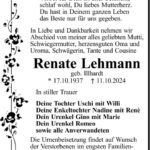 Traueranzeige Renate Lehmann