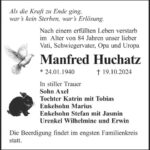 Traueranzeige Manfred Huchatz