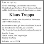 Danksagung Klaus Troppa