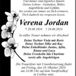Traueranzeige Verena Jordan