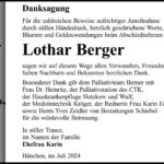 Danksagung Lothar Berger
