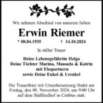 Traueranzeige Erwin Riemer