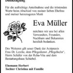 Danksagung Eva Müller