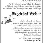 Danksagung Siegfried Weber
