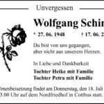 Traueranzeige Wolfgang Schima