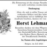 Danksagung Horst Lehmann