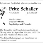 Traueranzeige Fritz Schaller