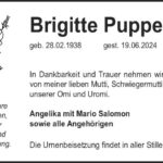 Traueranzeige Brigitte Puppe