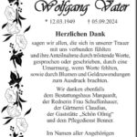 Danksagung Wolfgang Vater