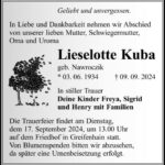 Traueranzeige Lieselotte Kuba geb. Nawroczik