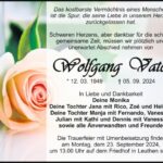 Traueranzeige Wolfgang Vater