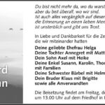 Traueranzeige Bernhard Lehmann