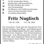 Danksagung Fritz Nuglisch