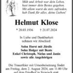Traueranzeige Helmut Klose