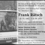 Traueranzeige Frank Rätsch