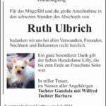 Danksagung Ruth Ulbrich