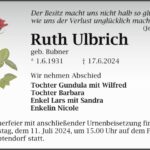 Traueranzeige Ruth Ulbrich geb. Bubner