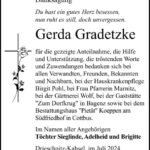 Danksagung Gerda Gradetzke