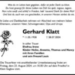 Traueranzeige Gerhard Klatt