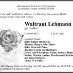 Traueranzeige Waltraut Lehmann