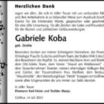 Danksagung Gabriele Koba geb Drohla