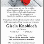 Traueranzeige Gisela Knobloch geb. Wenzke