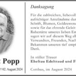 Danksagung Horst Popp