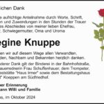 Danksagung Regine Knuppe