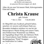 Danksagung Christa Krause