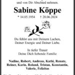 Traueranzeige Sabine Köppe