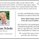 Traueranzeige Renate Scholz geb. Roman