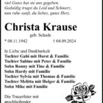 Traueranzeige Christa Karause geb. Schade
