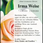 Danksagung Irma Weise