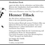 Danksagung Henner Tillack