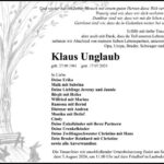 Traueranzeige Klaus Unglaub