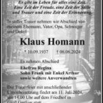 Traueranzeige Klaus Homann