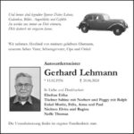 Traueranzeige Gerhard Lehmann
