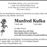 Traueranzeige Manfred Kulka